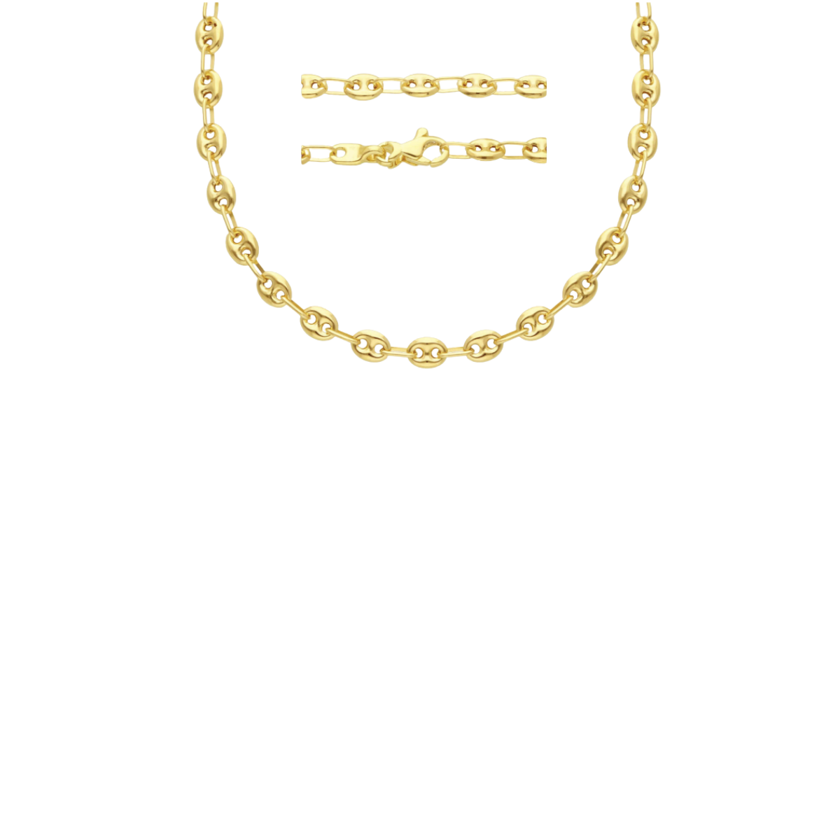 18K Gold Puff Mariner Chain