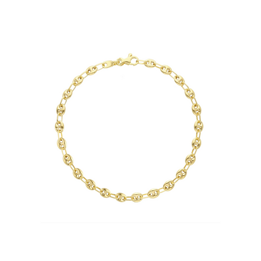 18K Gold Puff Mariner Bracelet