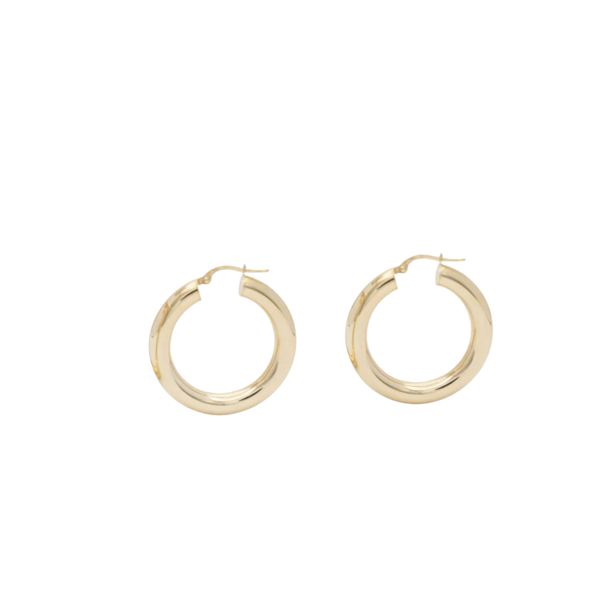 18K Gold Round Hoops