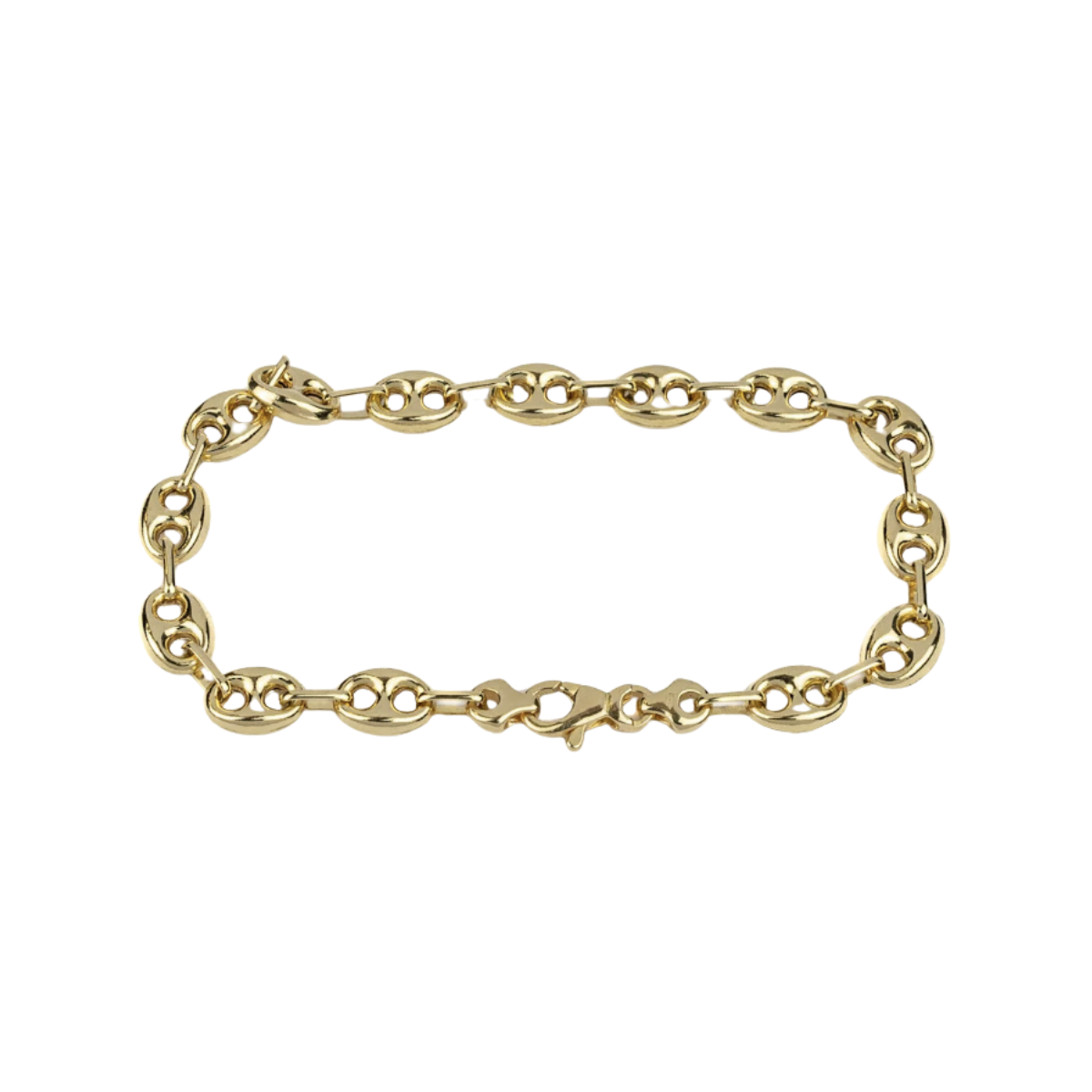 18K Gold Puff Mariner Style Bracelet