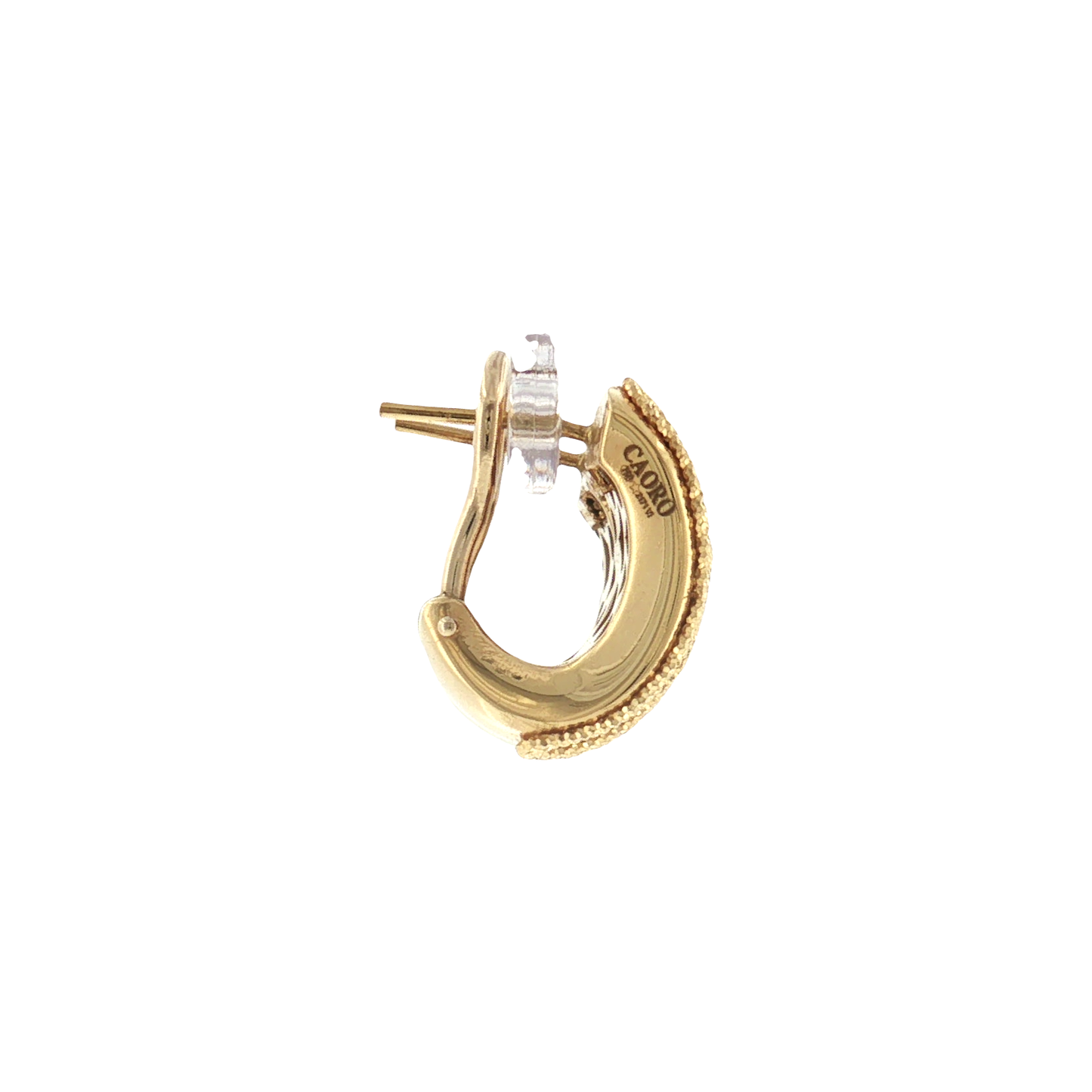 18K Gold Textured Wide Clip Earrings