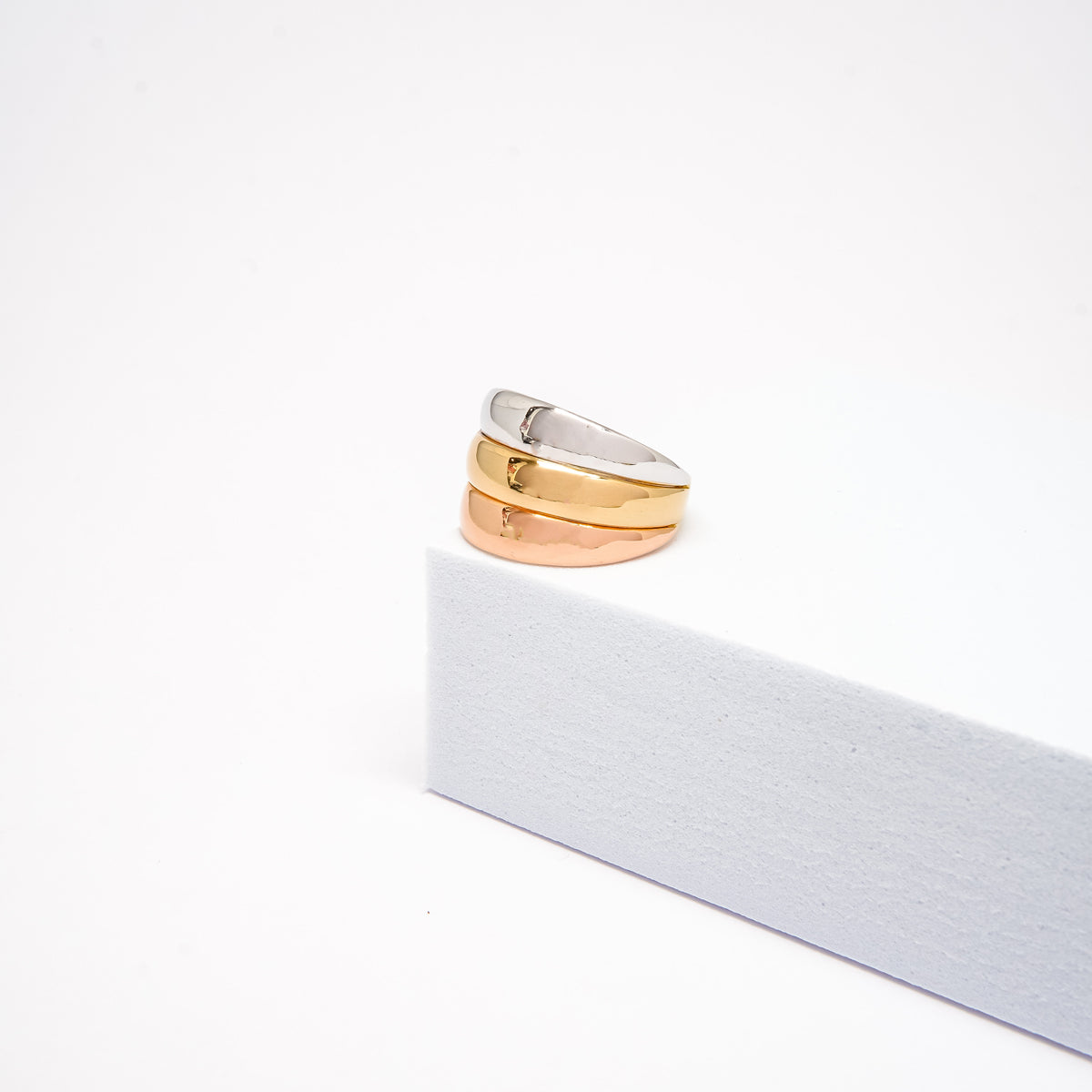 18K Gold Tri-Color Flat Ring