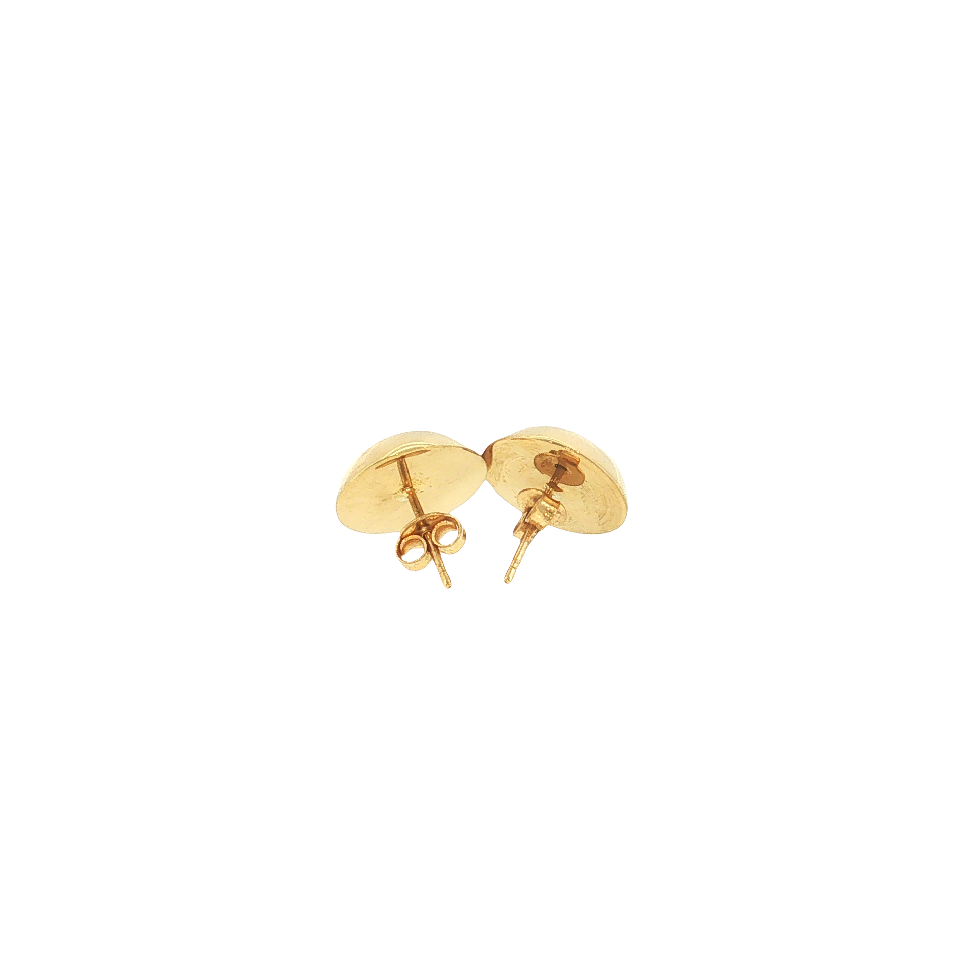 18K Gold Round Puff Stud Earrings