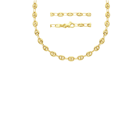 18K Gold Puff Mariner Chain