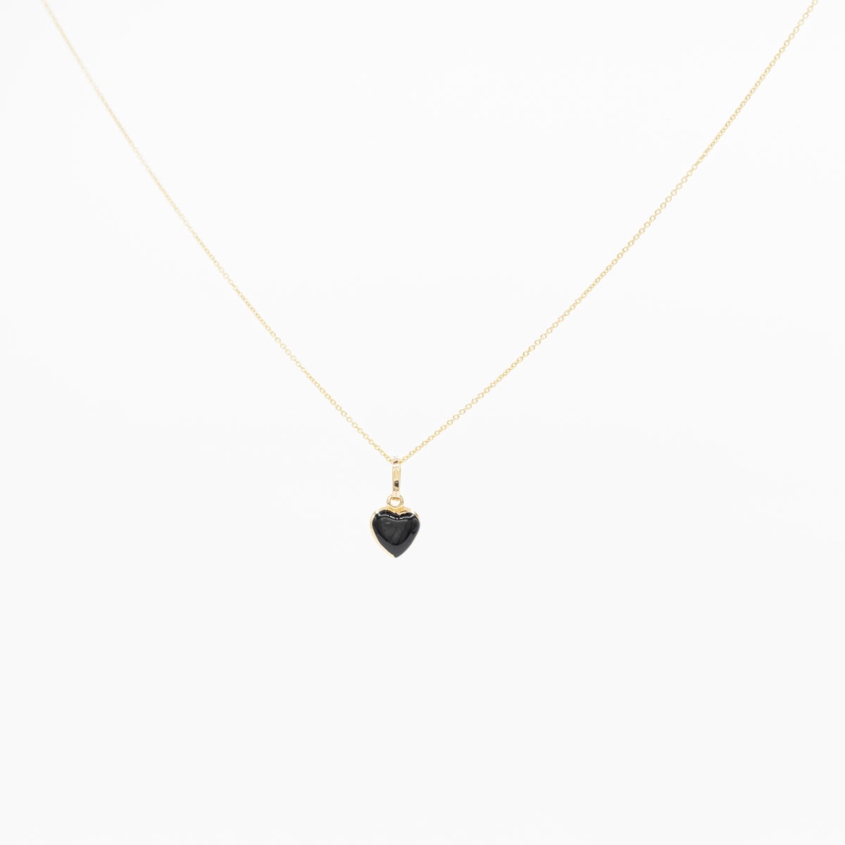 18K Gold Black Heart Necklace