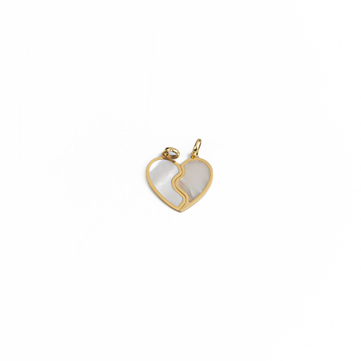 18K Yellow Gold Mother of Pearl Breaking Heart