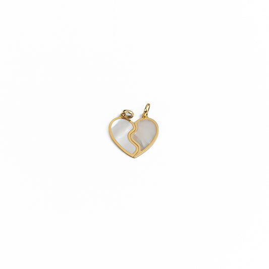 18K Yellow Gold Mother of Pearl Breaking Heart