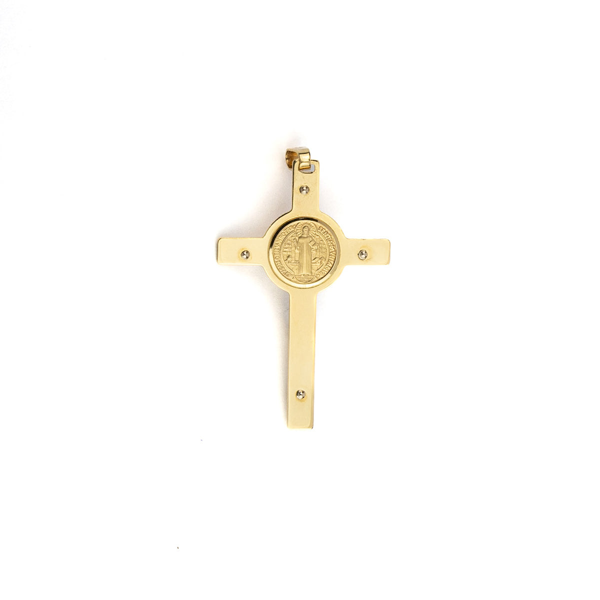 18K Gold Crucifix with Saint Benedict