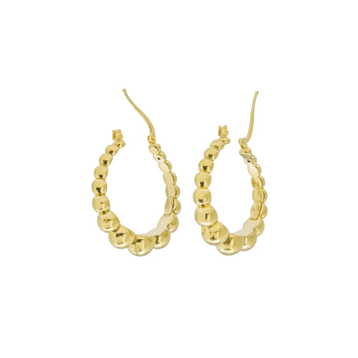 18K Gold Half Ball Hoops