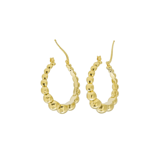 18K Gold Half Ball Hoops