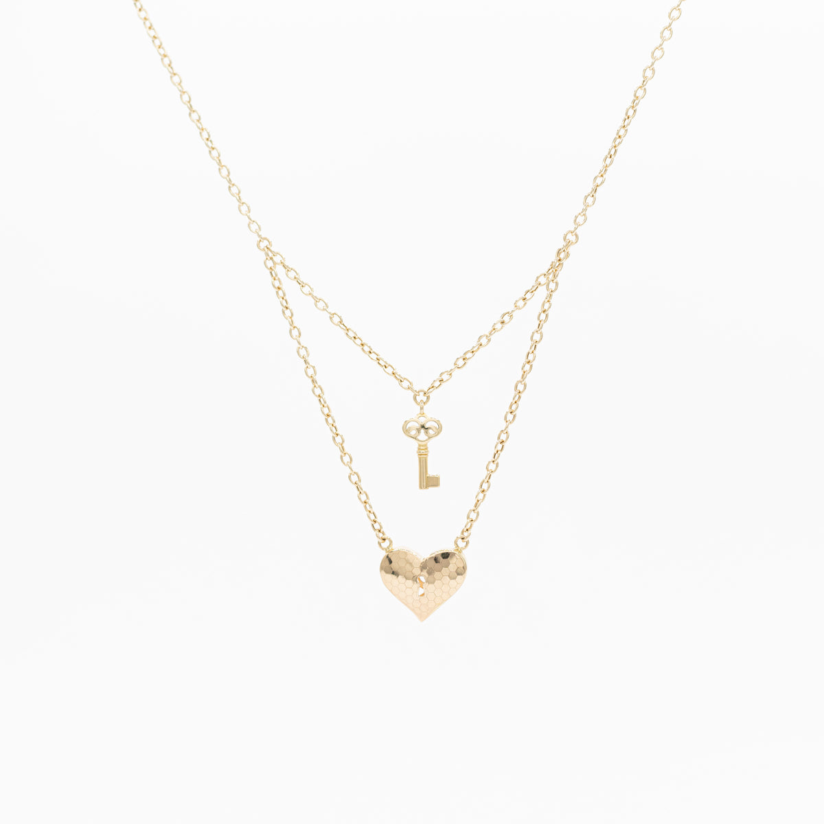 18K Gold Heart & Key Necklace