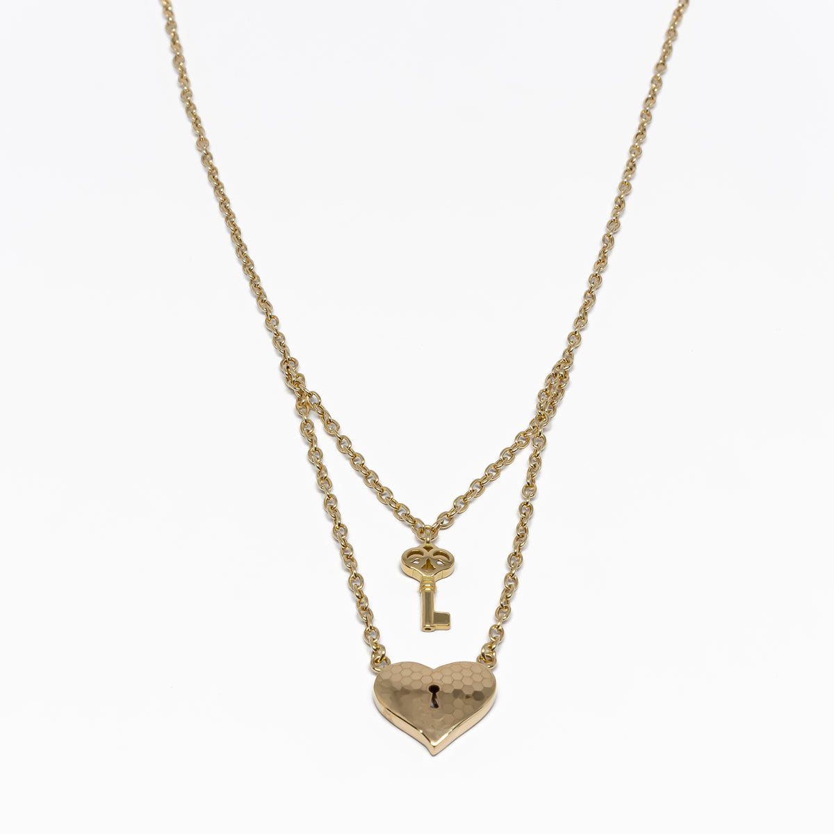 18K Gold Heart & Key Necklace