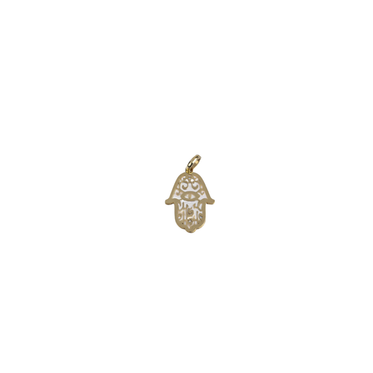 18K Gold Mother of Pearl Hamsa Hand