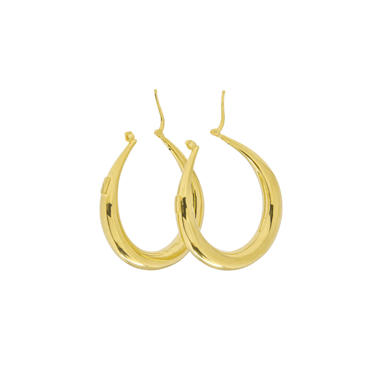 18K Gold Oval Puff Hoops
