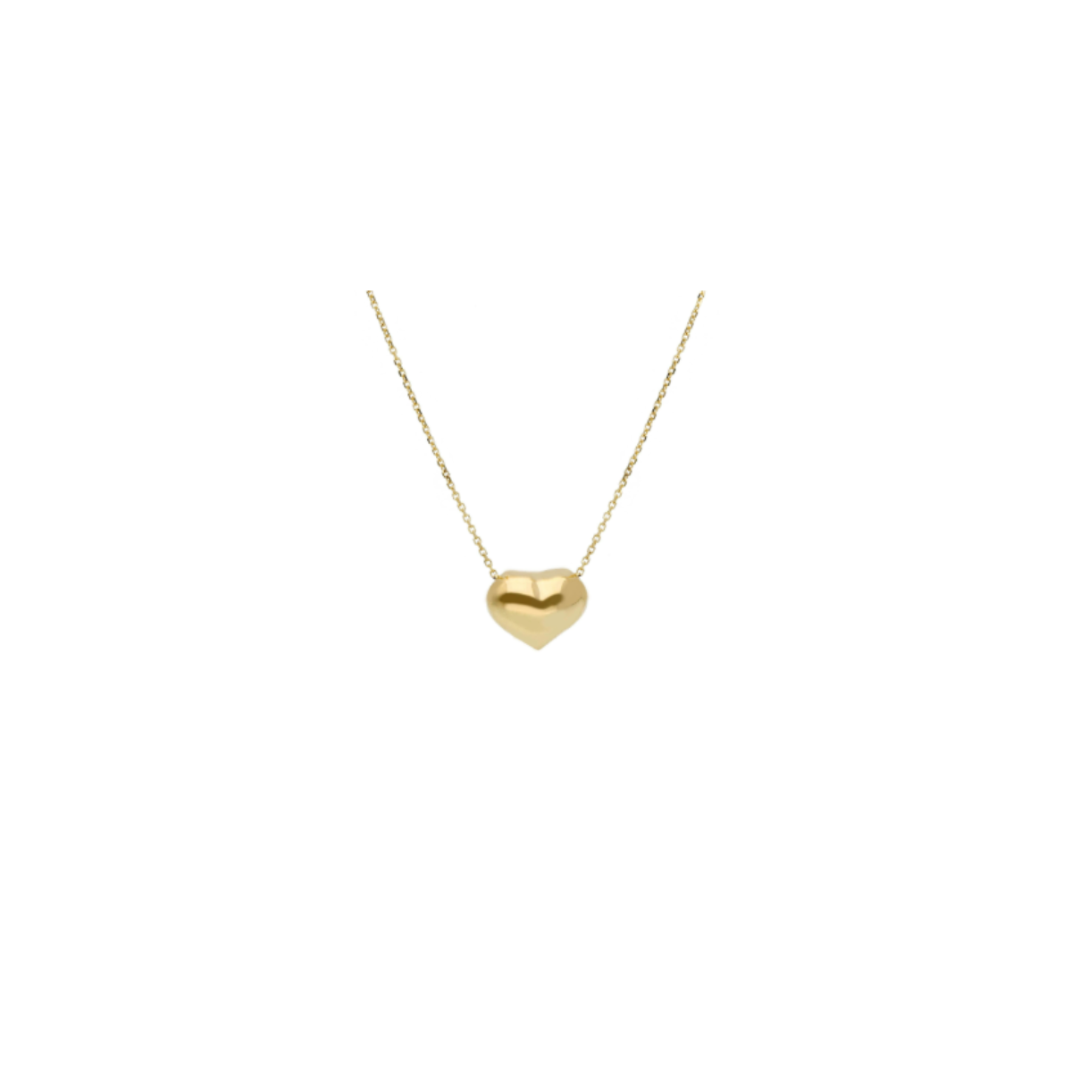 18K Gold Puff Heart Necklace