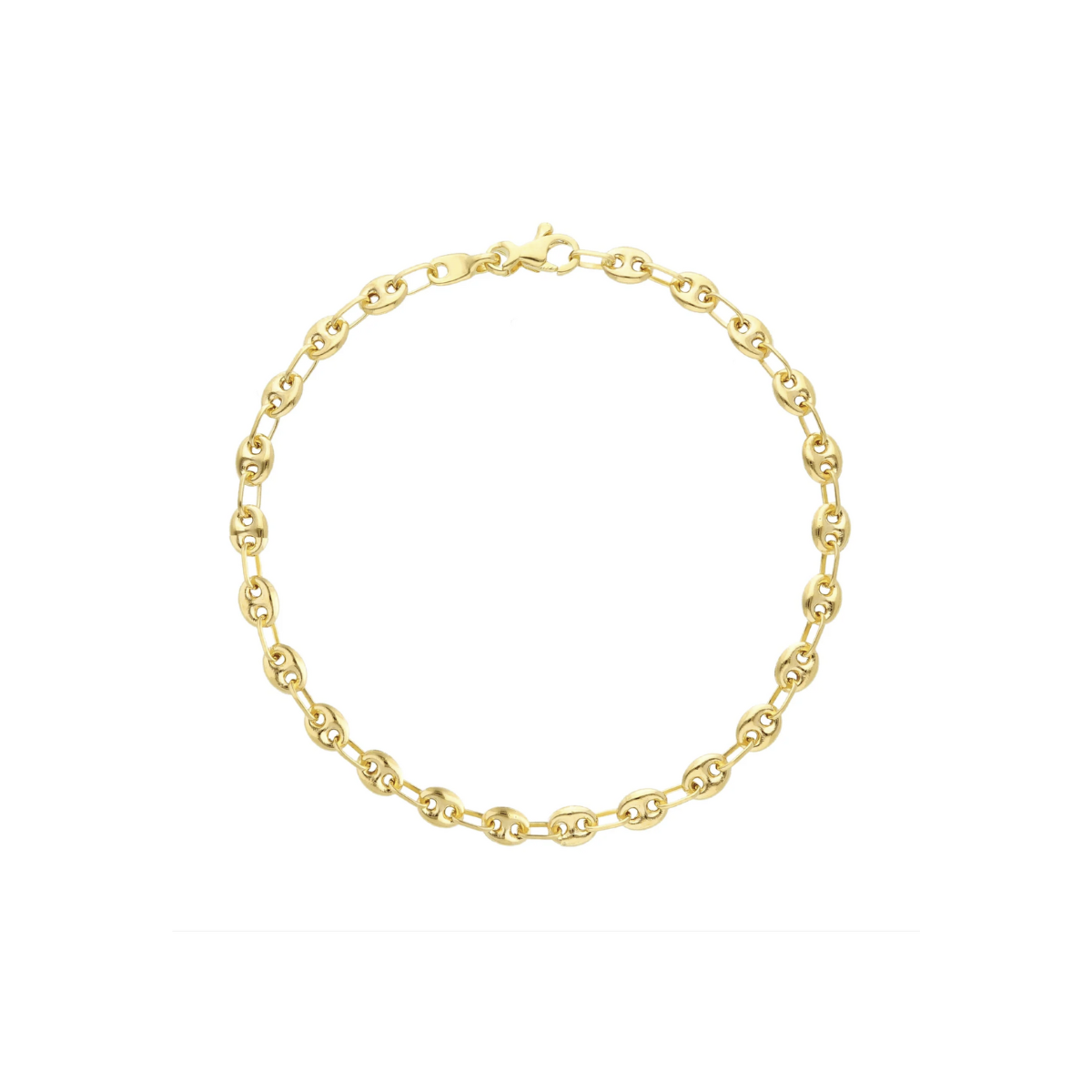 18K Gold Puff Mariner Bracelet
