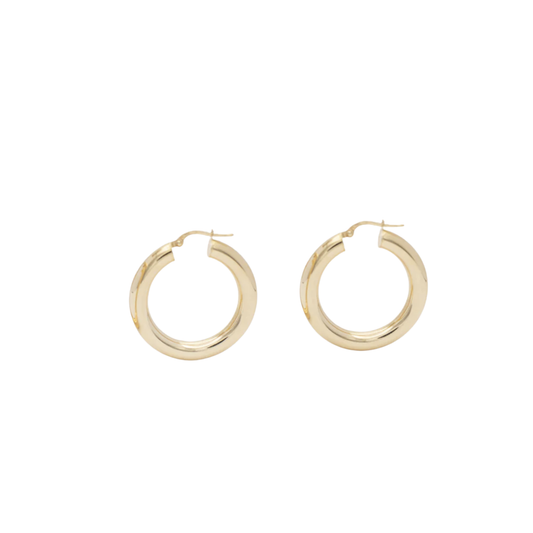 18K Gold Round Hoops