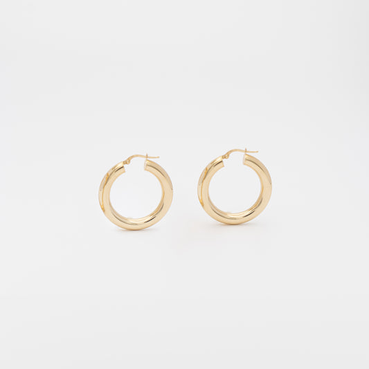 18K Gold Round Hoops