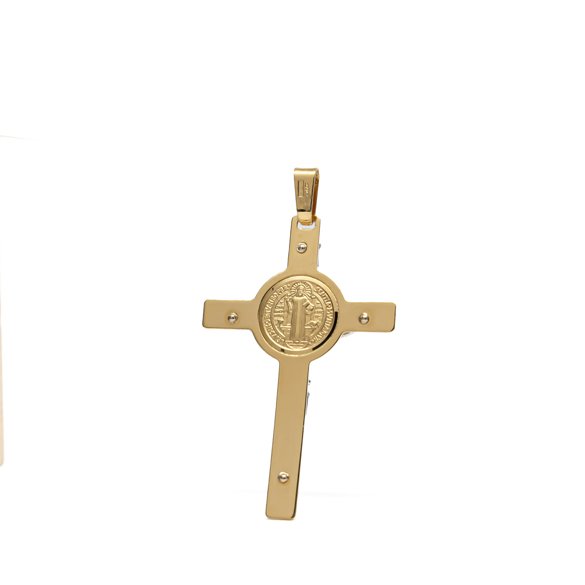 18K Gold Crucifix with Saint Benedict