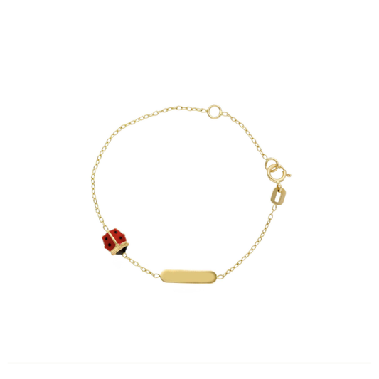 18K Gold Ladybug & Plaque Bracelet