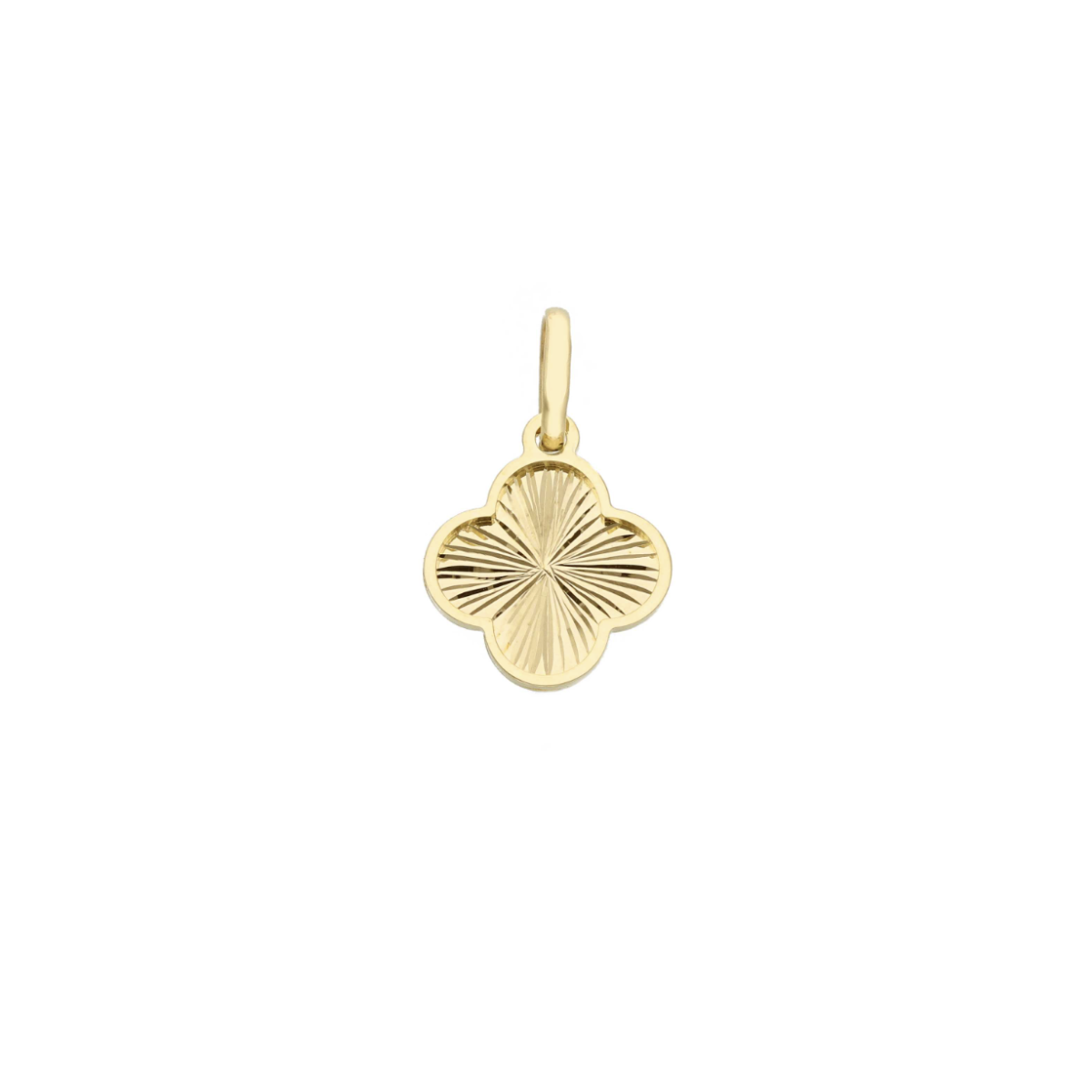 18K Gold Diamond Cut Clover Pendant