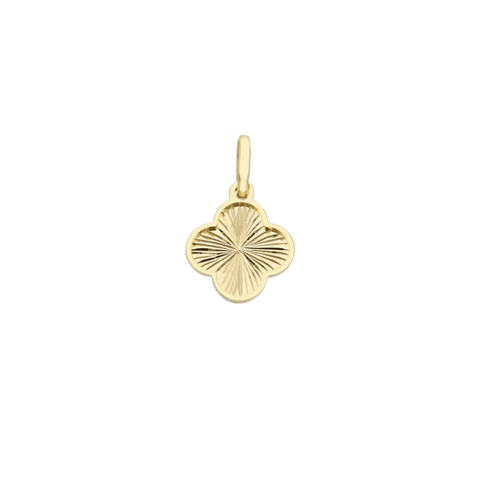 18K Gold Diamond Cut Clover Pendant