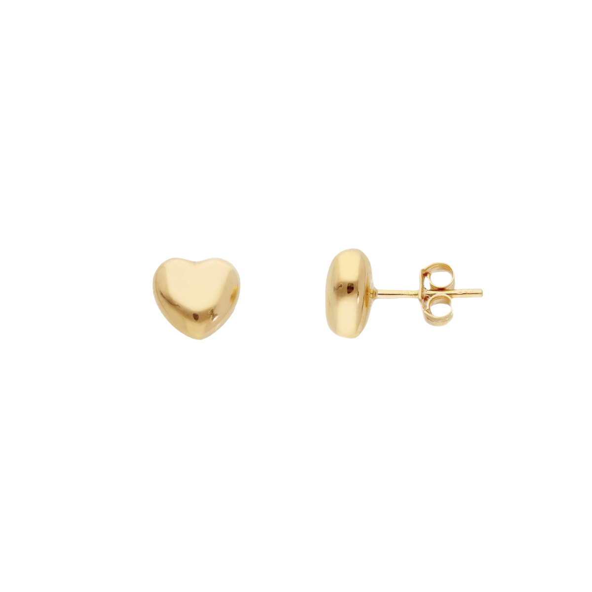 18K Gold Puff Heart Earrings