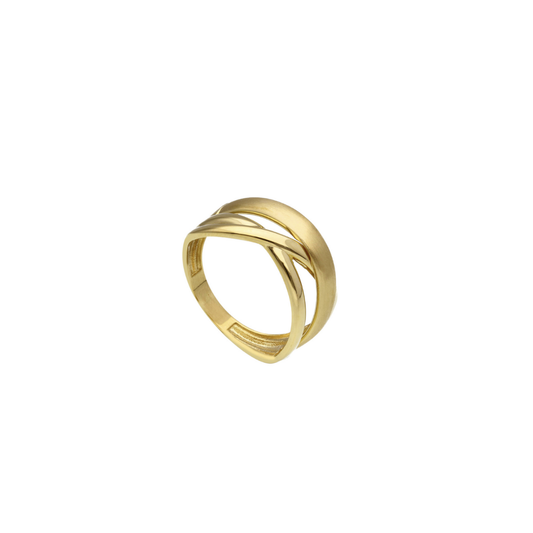 18K Gold Crossed Bands Ring