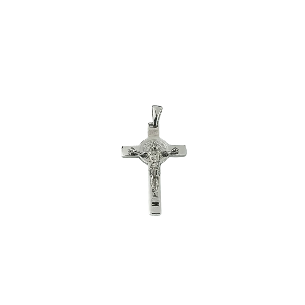 18K Gold Crucifix with Saint Benedict