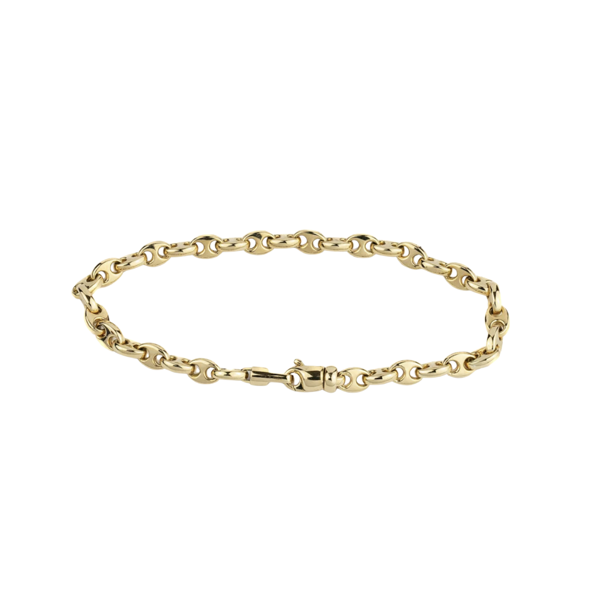 18K Gold Double Puff Mariner Bracelet