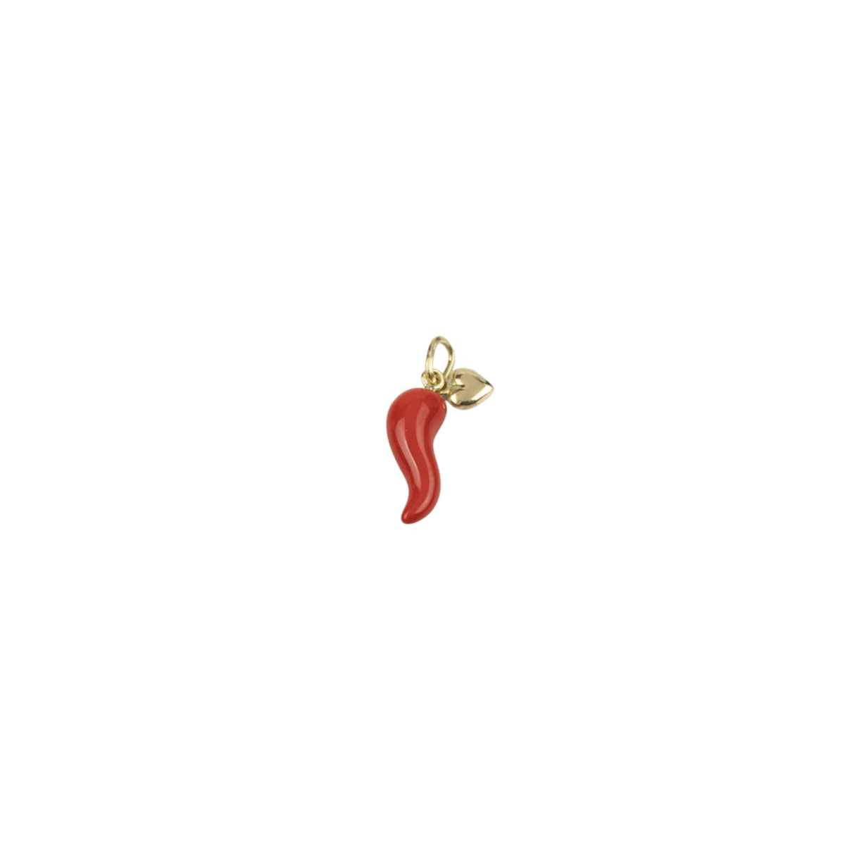 18K Gold Italian Cornicello and Heart