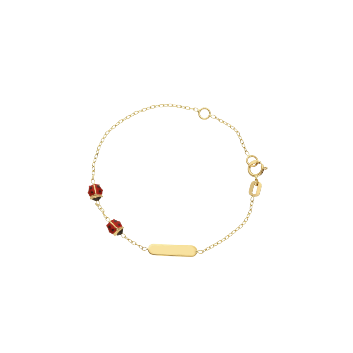 18K Gold Ladybugs & Plaque Bracelet