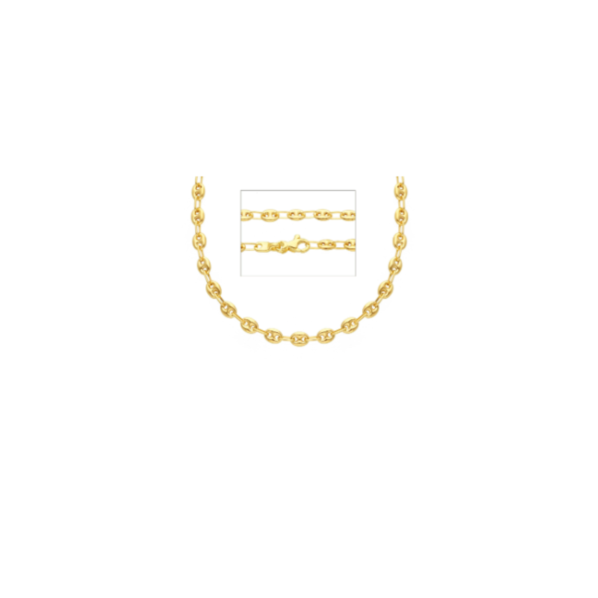 18K Gold Puff Mariner Bracelet