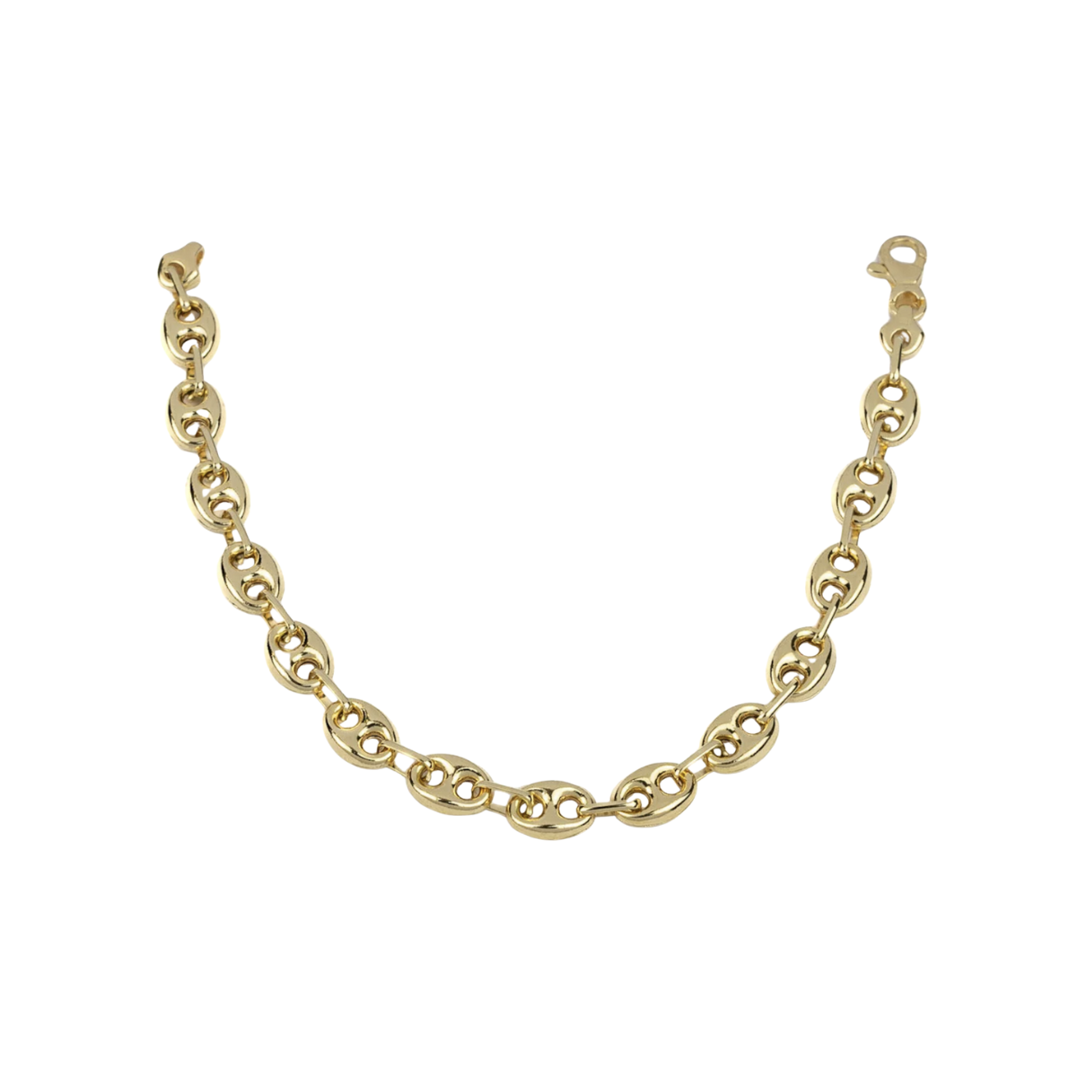 18K Gold Puff Mariner Style Bracelet