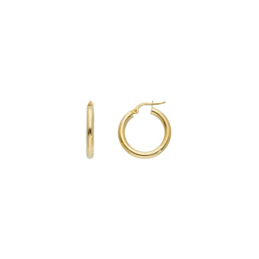 18K Gold Round Hoops