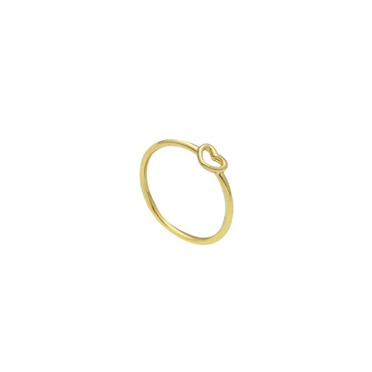 18K Gold Small Open Heart Ring