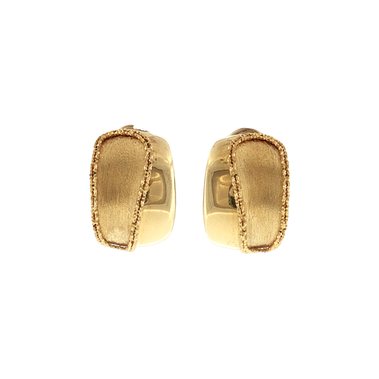 18K Gold Textured Wide Clip Earrings