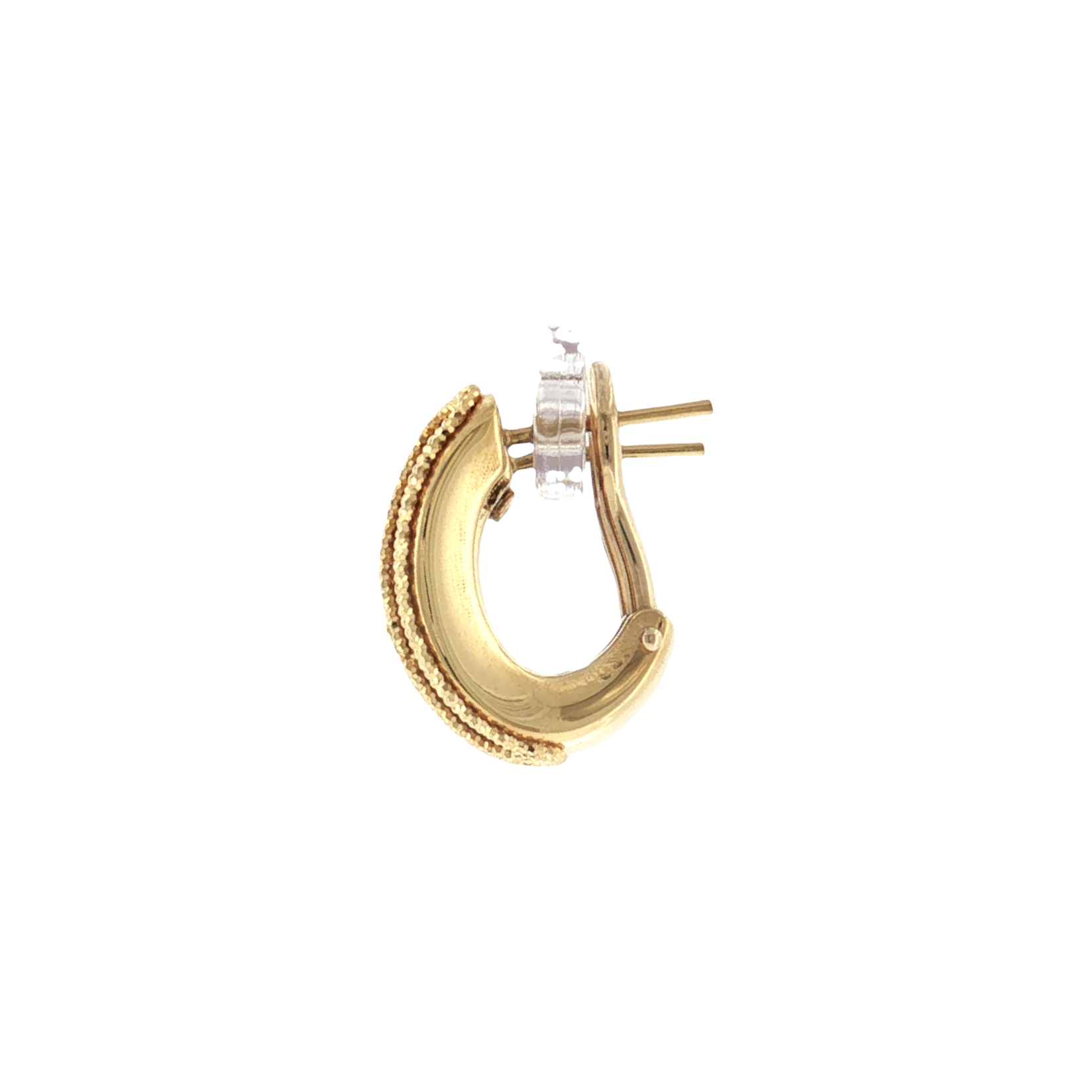 18K Gold Textured Wide Clip Earrings 