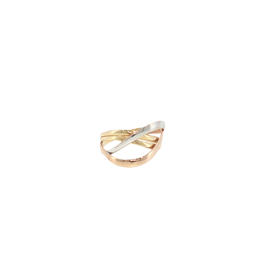 18K Gold Tri-Color Criss-Cross Ring