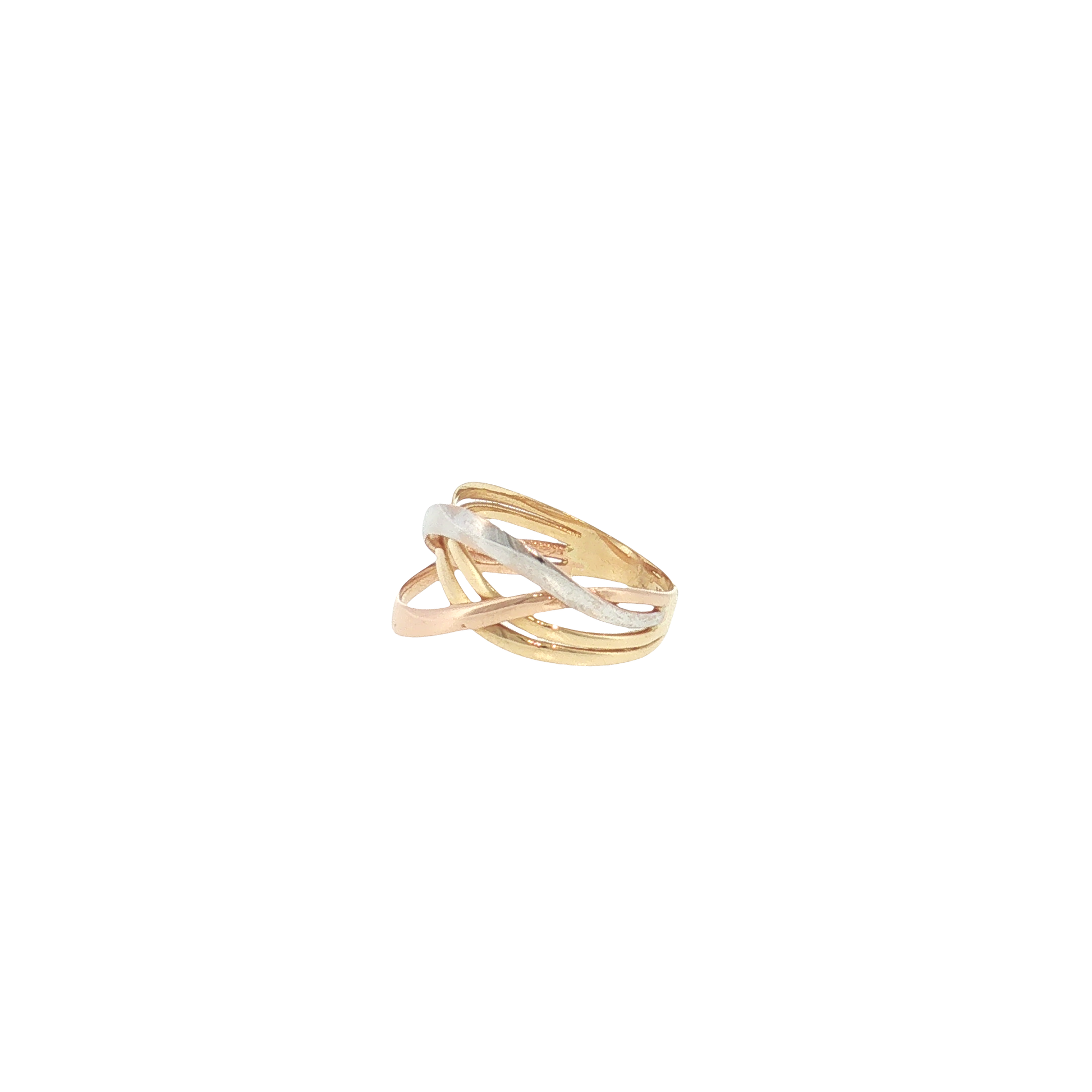 18K Gold Tri-Color Criss-Cross Ring