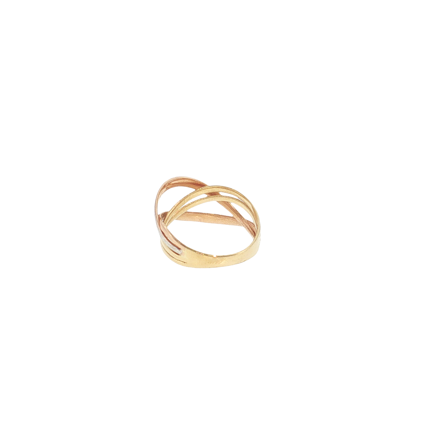 18K Gold Tri-Color Criss-Cross Ring