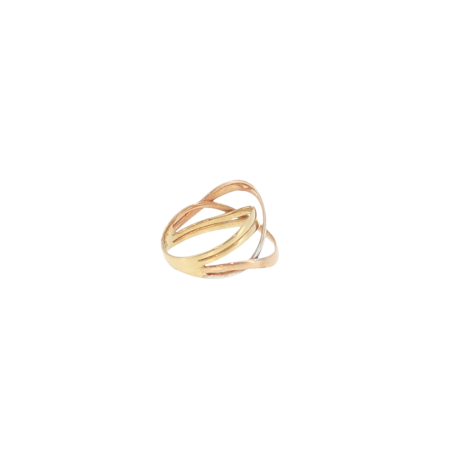 18K Gold Tri-Color Criss-Cross Ring