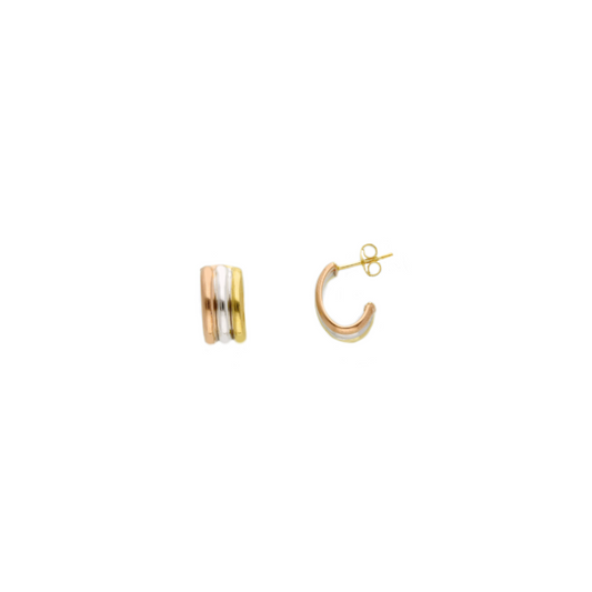 18K Gold Tri-Color Half Hoops