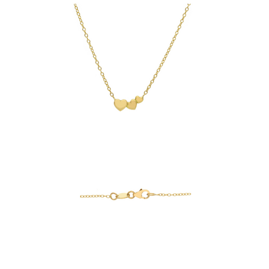 18K Gold Hearts Necklace
