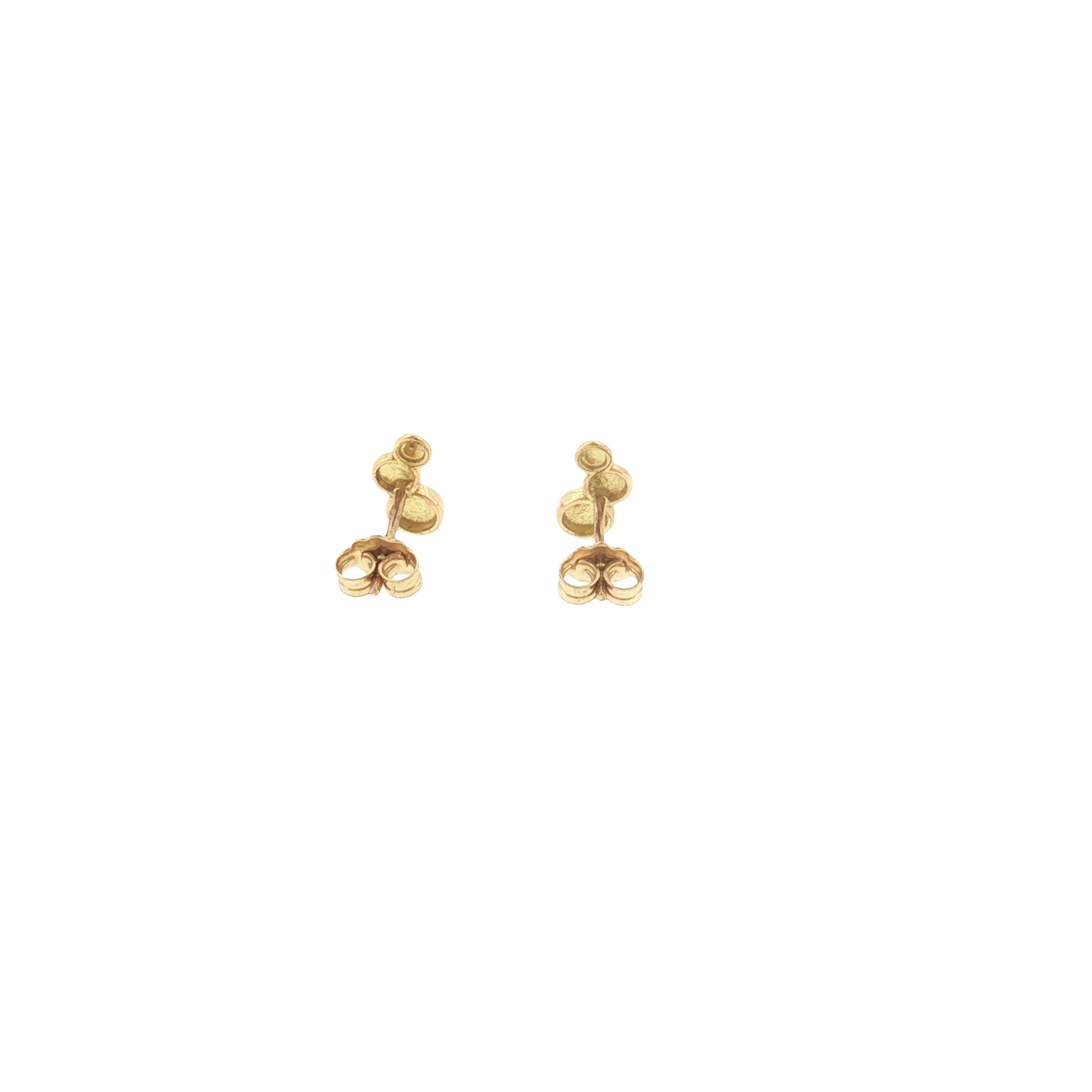 18K Gold Triple Button Stud Earrings