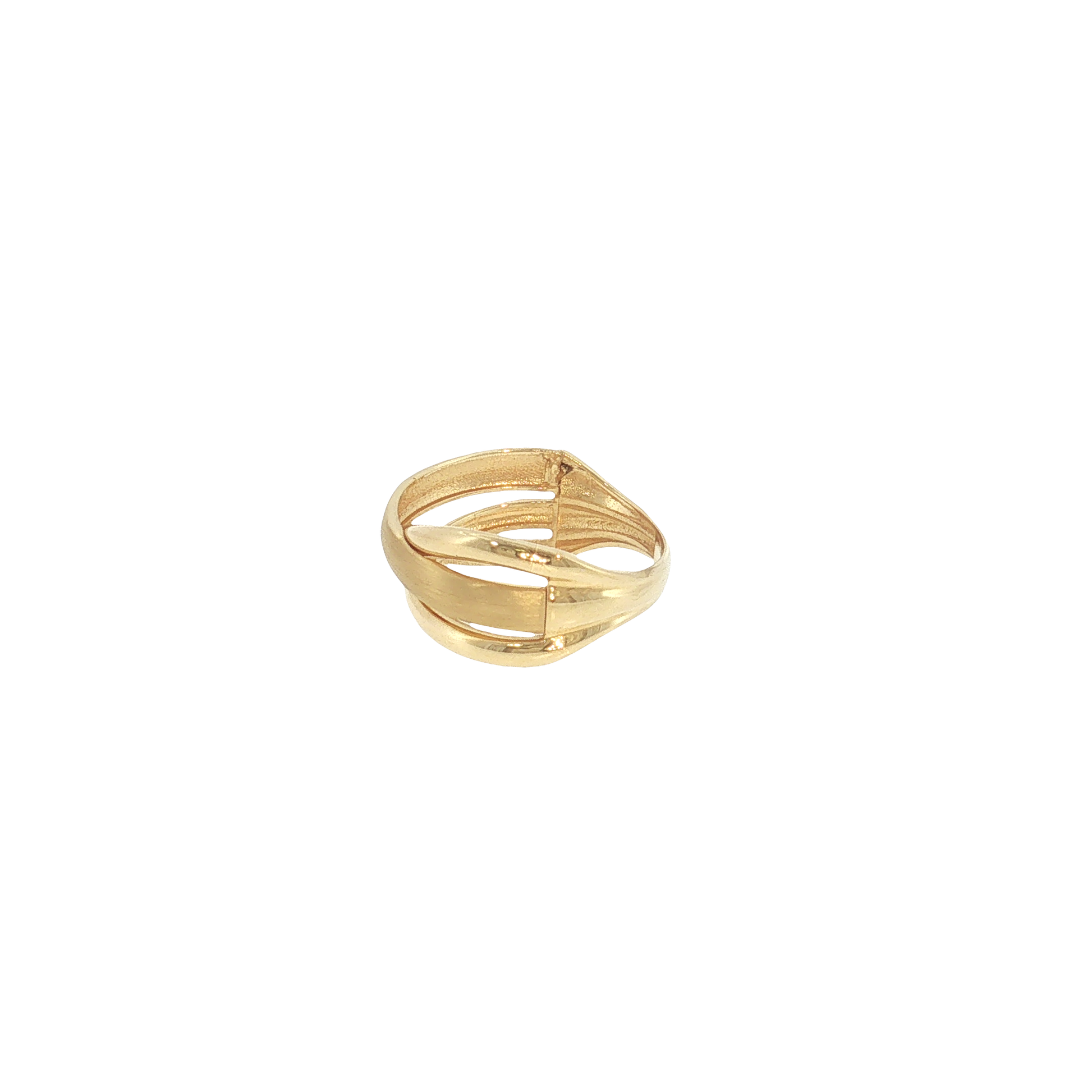 18K Yellow Gold Crossed Bands Ring