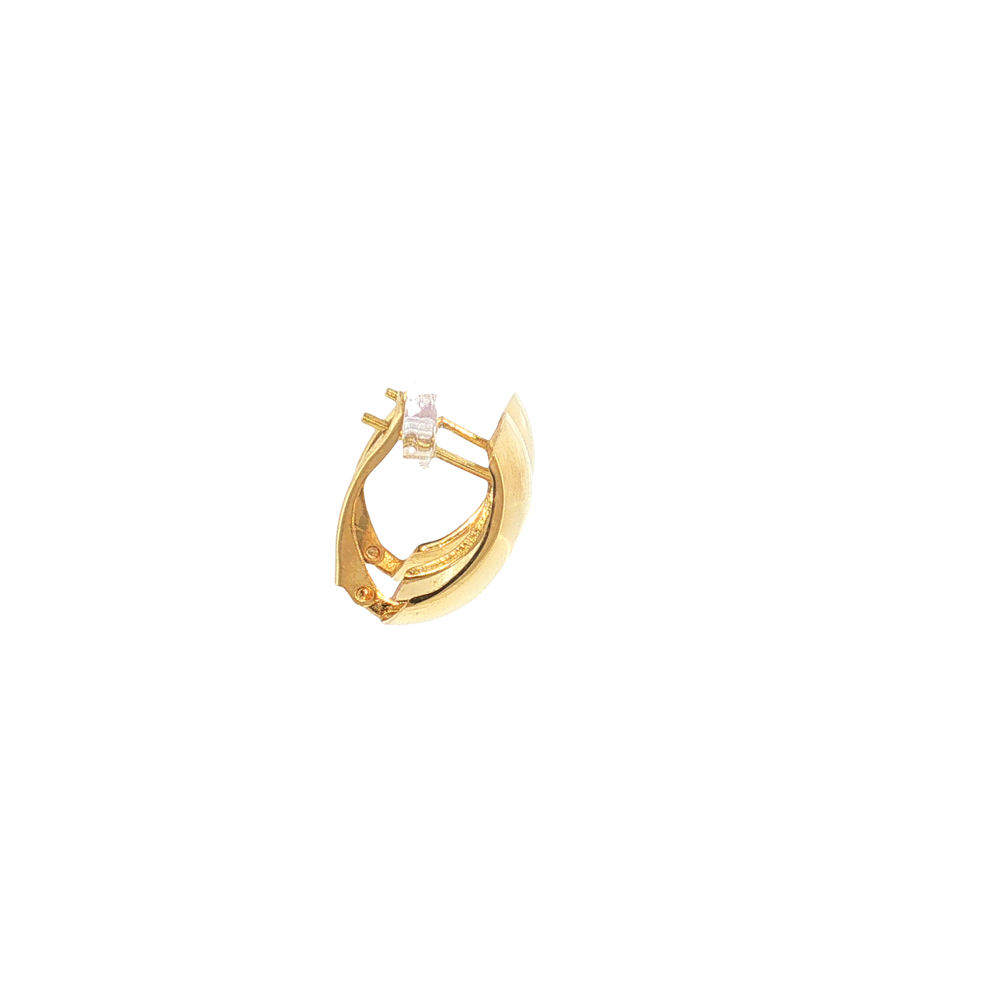 18K Gold Long Smooth Snap Hook Stud