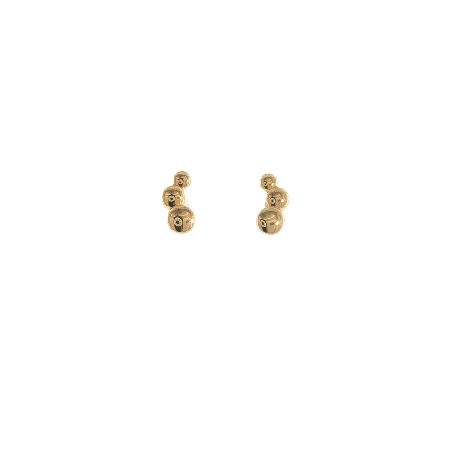 18K Gold Triple Button Stud Earrings