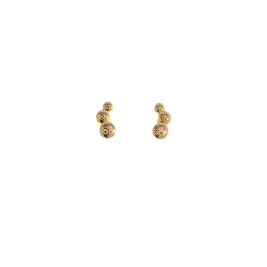 18K Gold Triple Button Stud Earrings