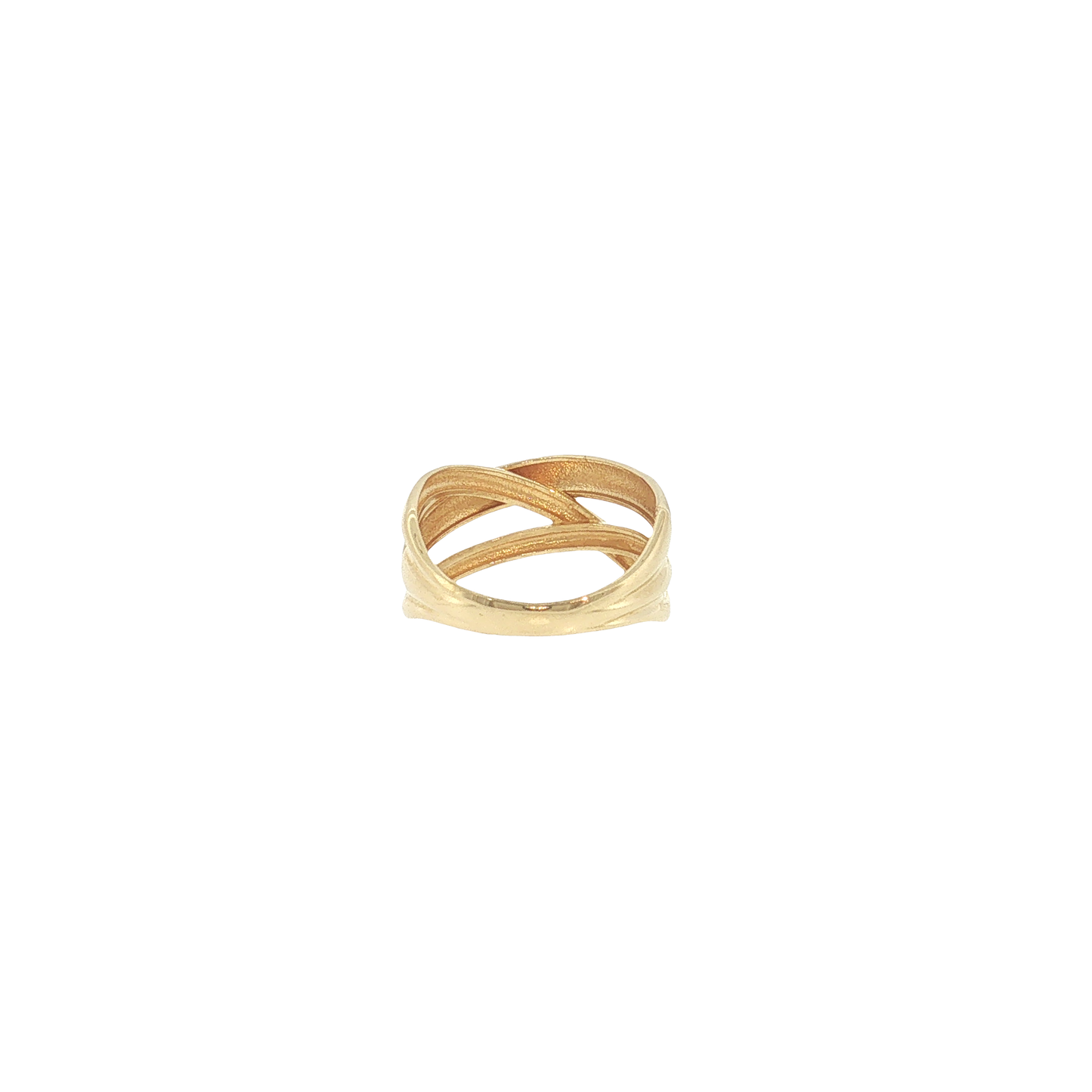 18K Yellow Gold Crossed Bands Ring